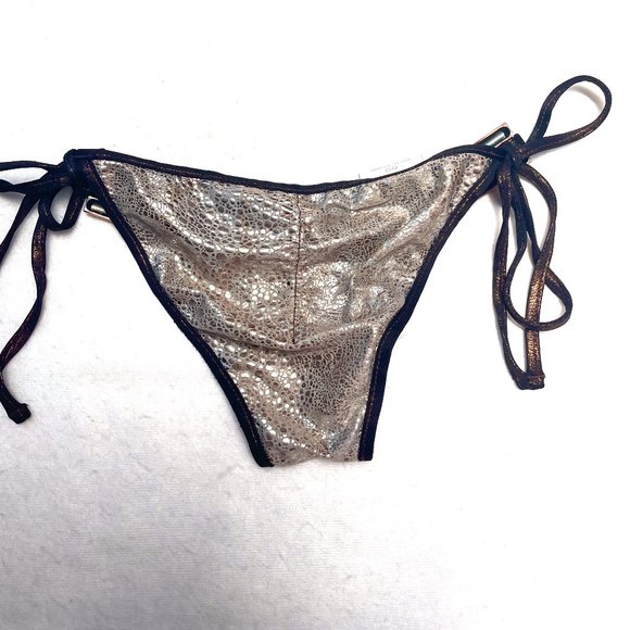 Beach Bunny Metallic Gold side tie 2 pc swimsuit - Picture 4 of 16